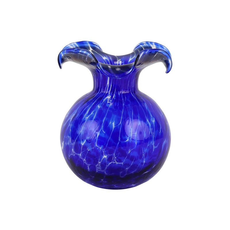 VIetri Hibiscus Glass Cobalt Tortoiseshell Bud Vase