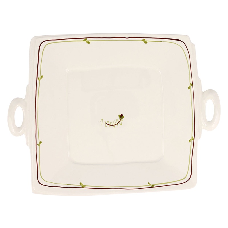 Vietri Lastra Fiori di Bosco Handled Square Platter