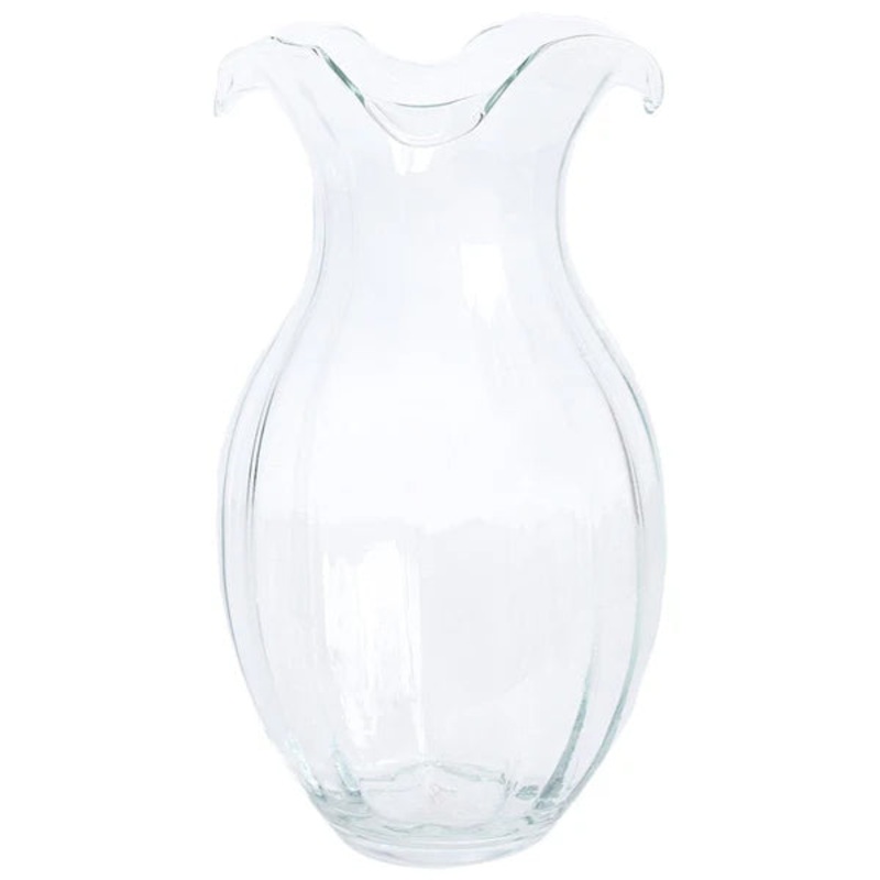 Vietri Hibiscus Glass Clear Vertical Large Fluted Vase