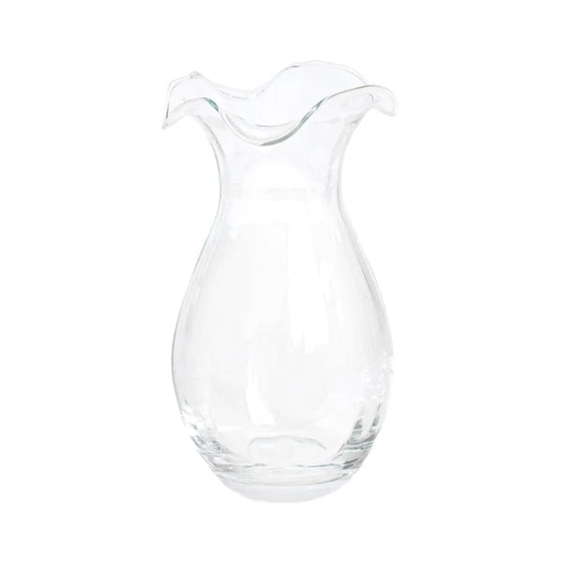 Vietri Hibiscus Glass Clear Vertical Small Fluted Vase