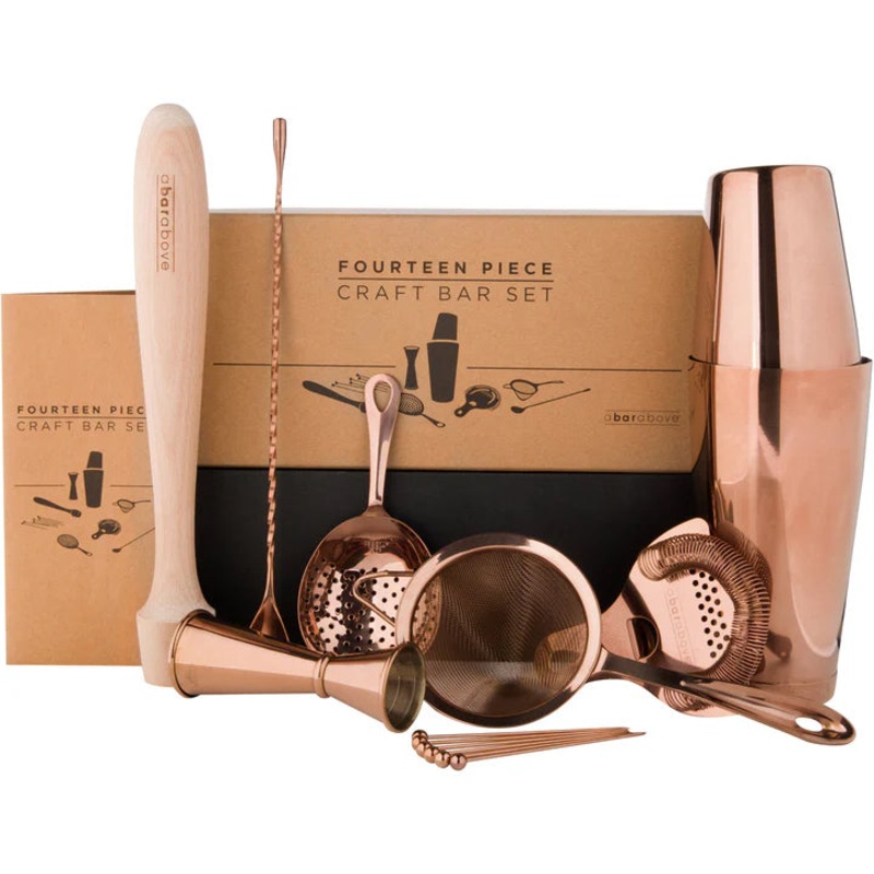 A Bar Above Antique Copper Mixologist 14 Piece Bar Set