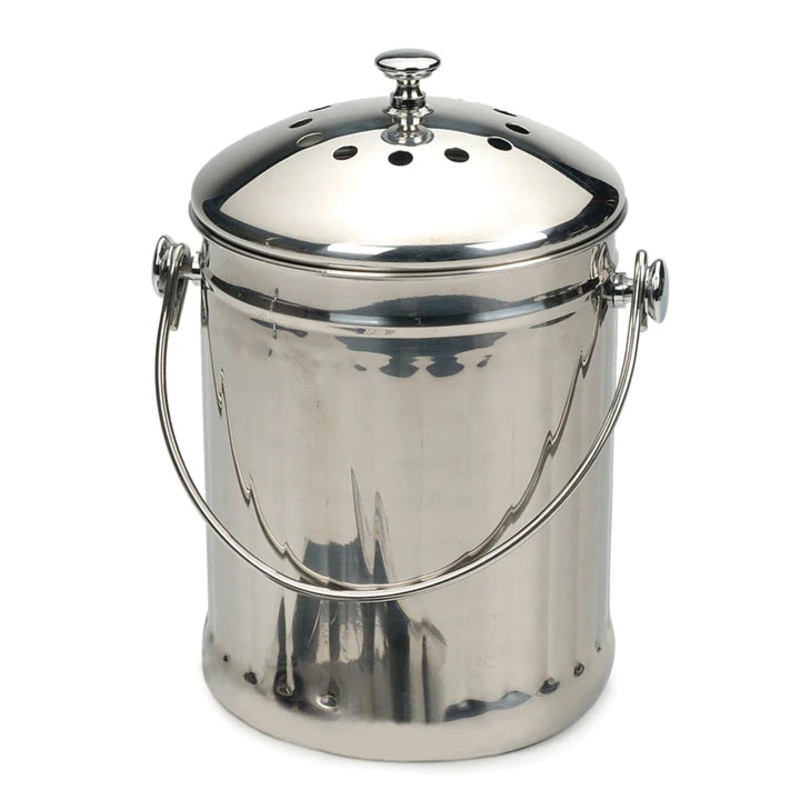 RSVP International One Gallon Stainless Steel Compost Pail