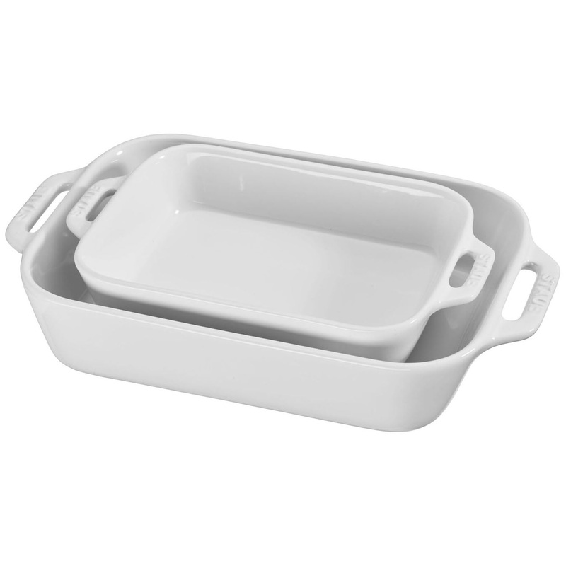 Staub 2 Pc Rectangular Baking Dish Set in White