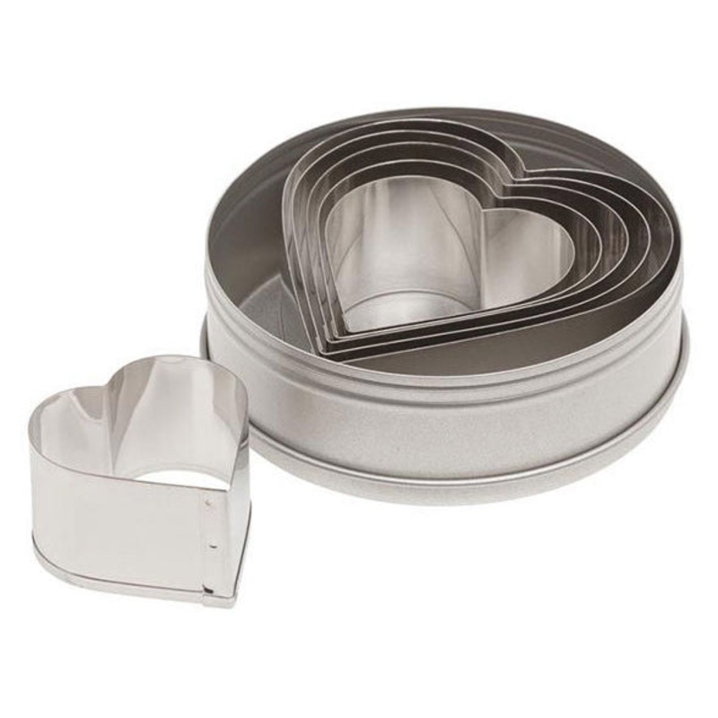 Ateco 6 Piece Plain Heart Cutter Set