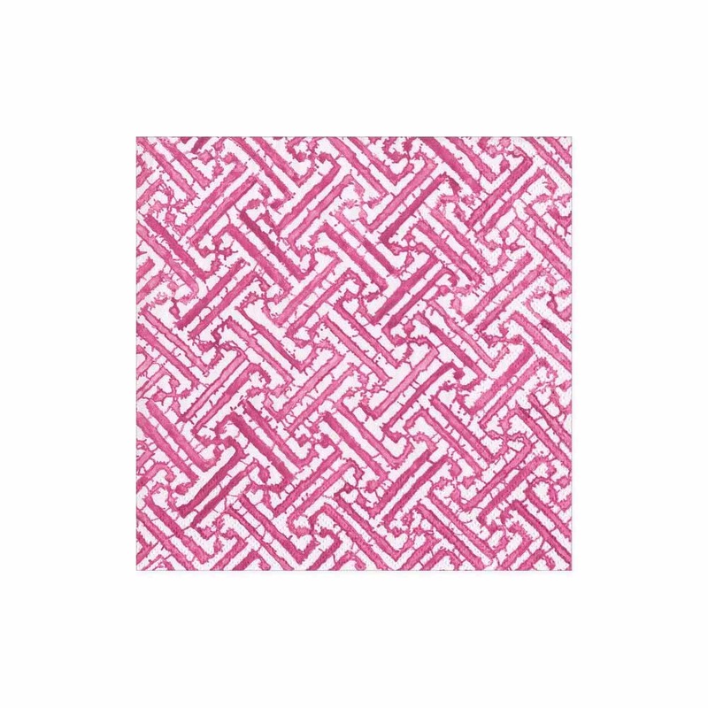 Caspari Fretwork Paper Cocktail Napkins in Fuchsia