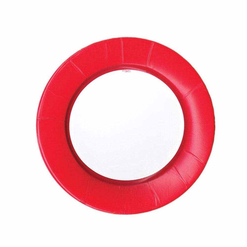 Caspari Linen Border Paper Salad & Dessert Plates in Red