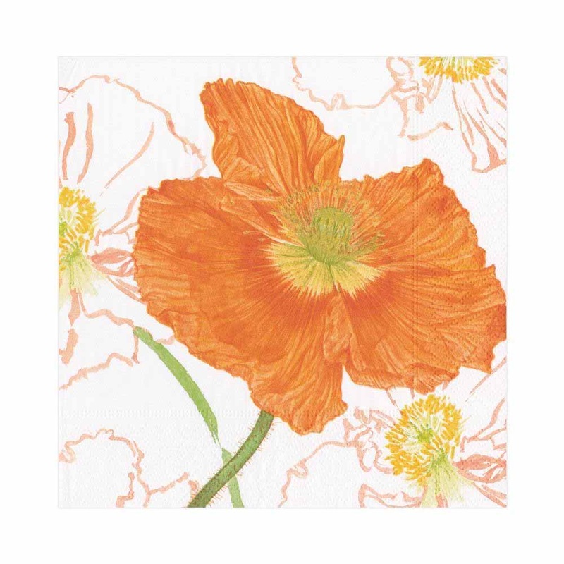 Caspari Poppy Field Paper Luncheon Napkins
