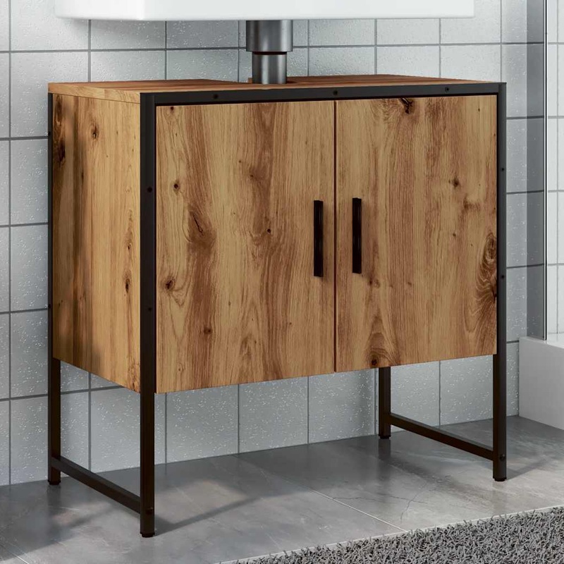 Armoire lavabo de salle de bain chne artisanal 60x33x60 cm