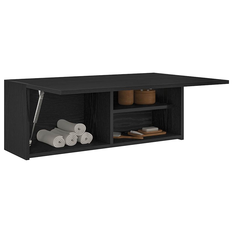 Armoire murale de bain noir 80x25x30 cm bois d'ingnierie