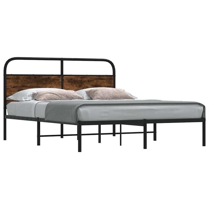 Cadre de lit sans matelas 120x200 cm chne fum bois ingnierie