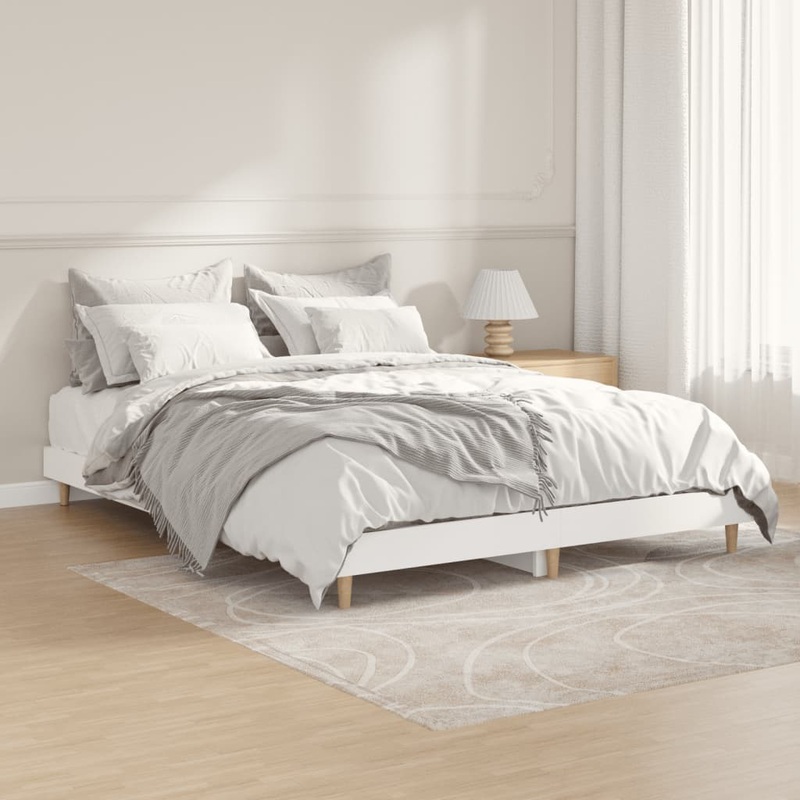Cadre de lit sans matelas blanc 140x190 cm bois d'ingnierie