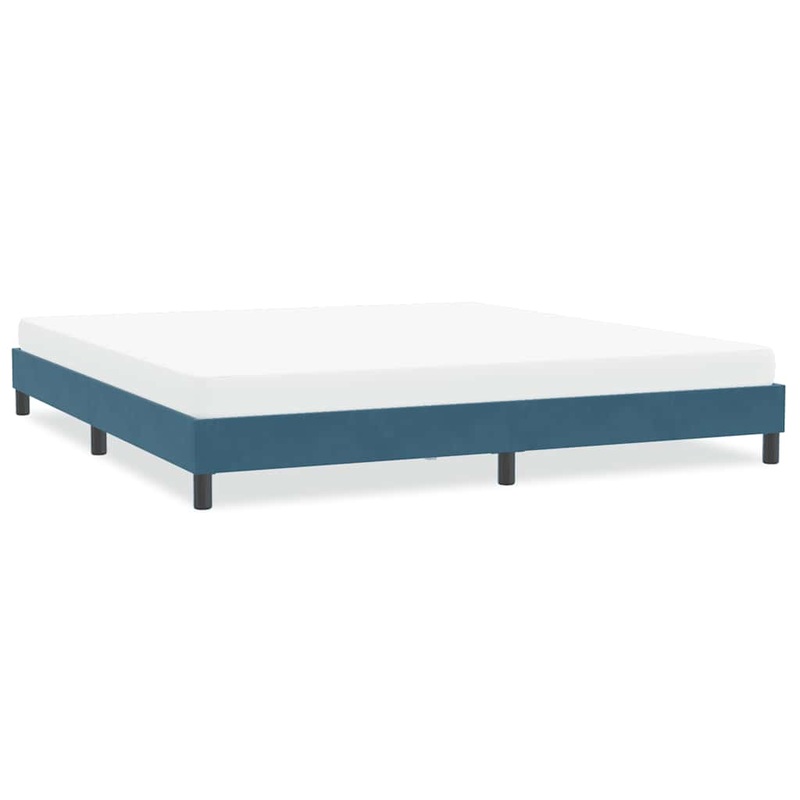Cadre de lit sans matelas bleu fonc 200x220 cm velours