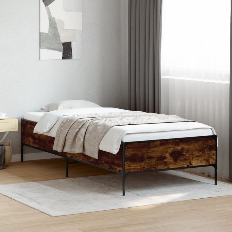 Cadre de lit sans matelas chne fum 90x190 cm