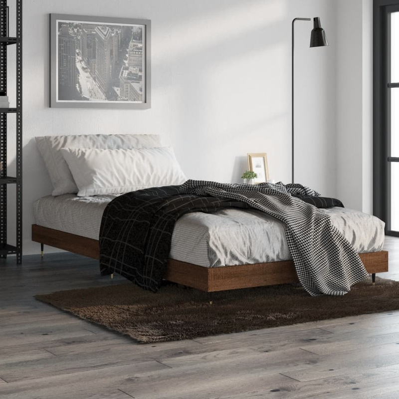 Cadre de lit sans matelas chne marron 90x190cm bois ingnierie