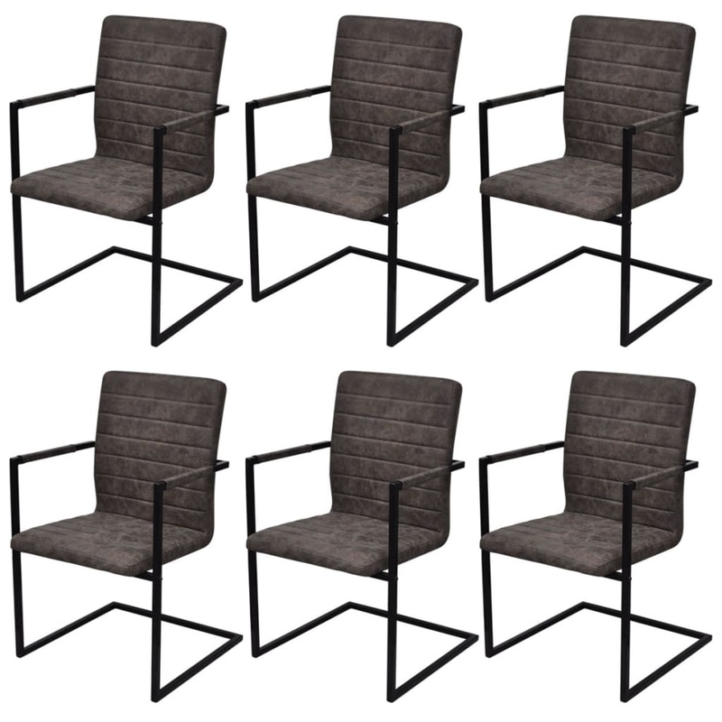 Chaises  manger cantilever lot de 6 marron similicuir