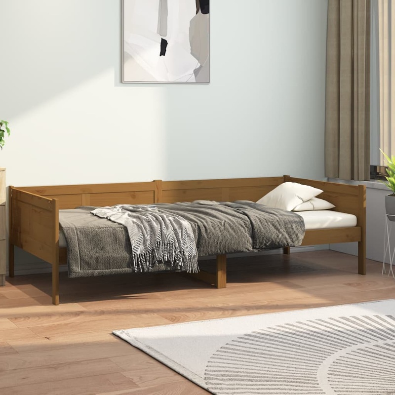 Lit de jour sans matelas marron miel bois pin massif 90x190 cm