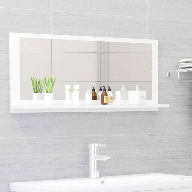 Miroir de salle de bain Blanc brillant Bois dingnierie