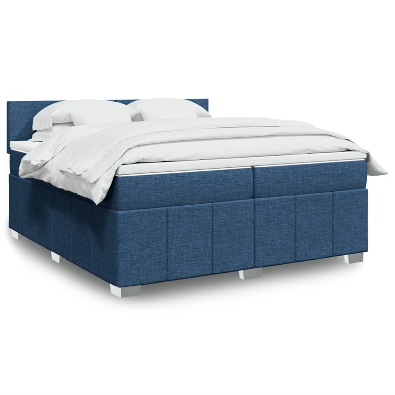 Sommier  lattes de lit avec matelas Bleu 200x200 cm Tissu