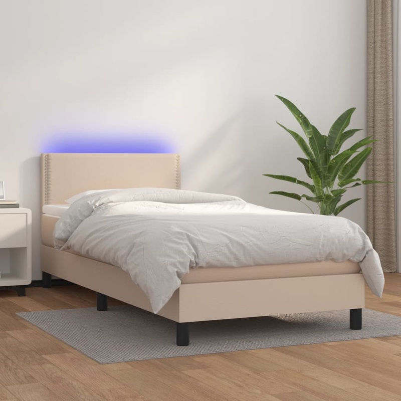 Sommier  lattes de lit avec matelas et LED Cappuccino 80x200cm