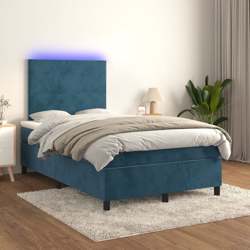 Sommier  lattes de lit avec matelas LED Bleu fonc 120x200 cm