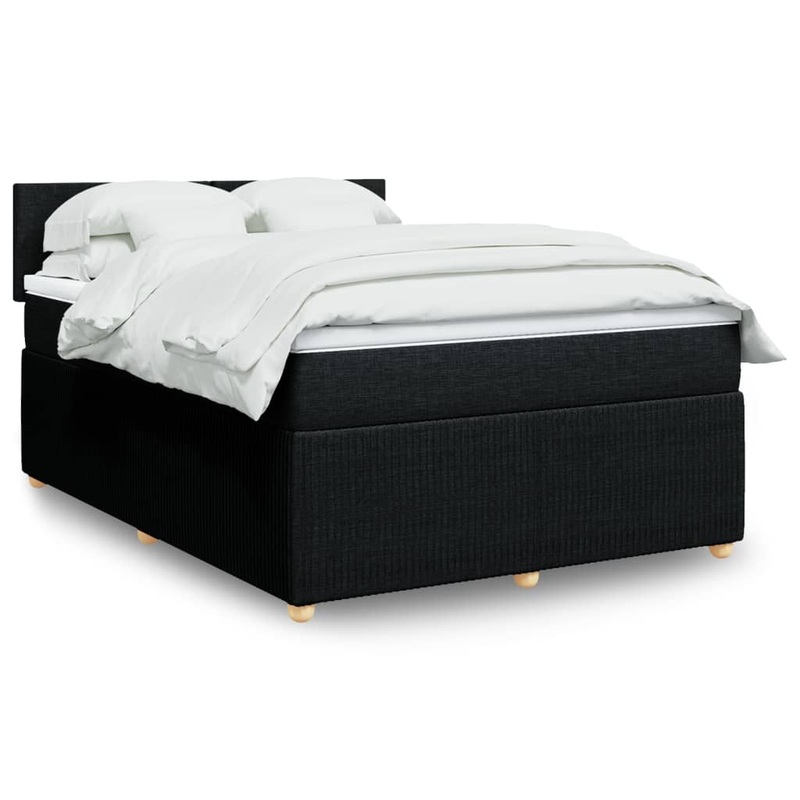Sommier  lattes de lit avec matelas Noir 140x200 cm Tissu