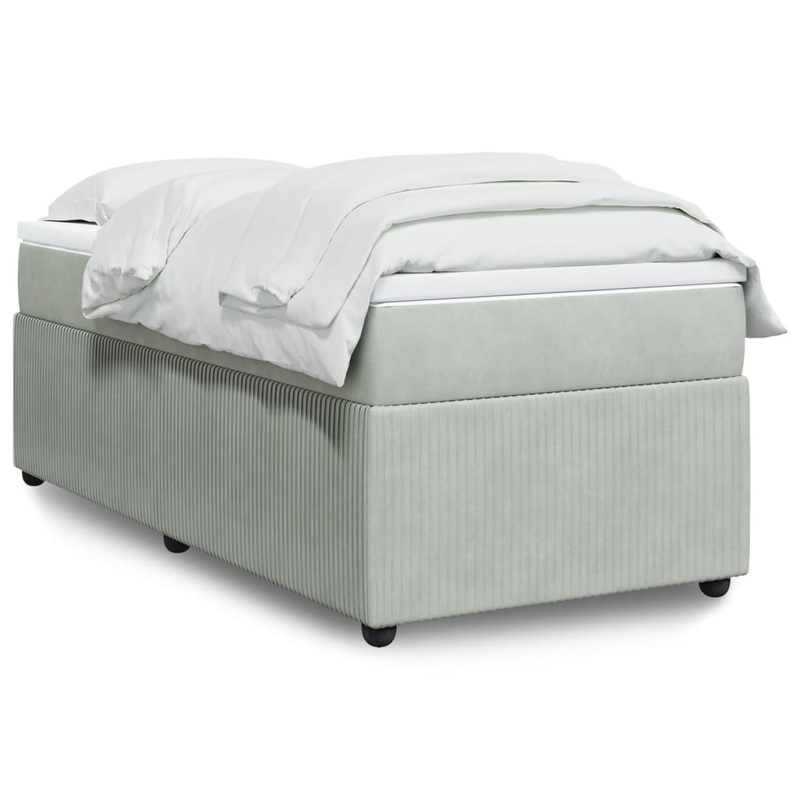 Sommier  lattes de lit et matelas Gris clair 100x200cm Velours