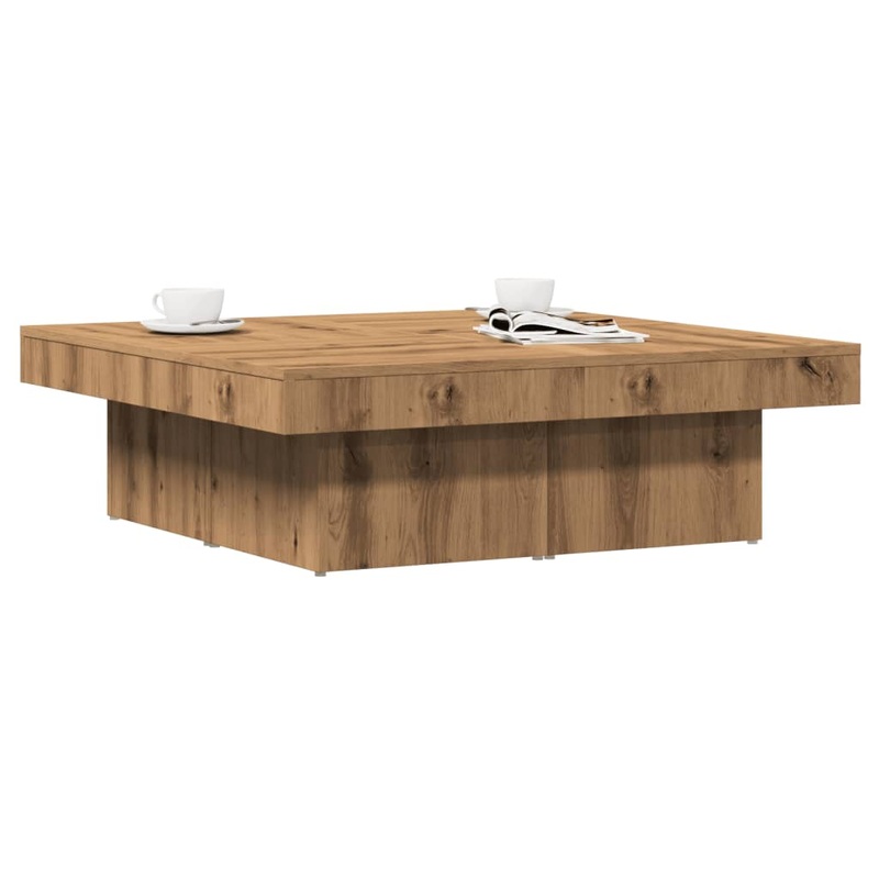 Table basse chne artisanal 90x90x28 cm bois d'ingnierie