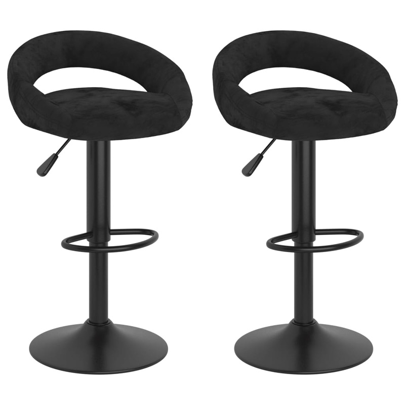 Tabourets de bar lot de 2 Noir Velours
